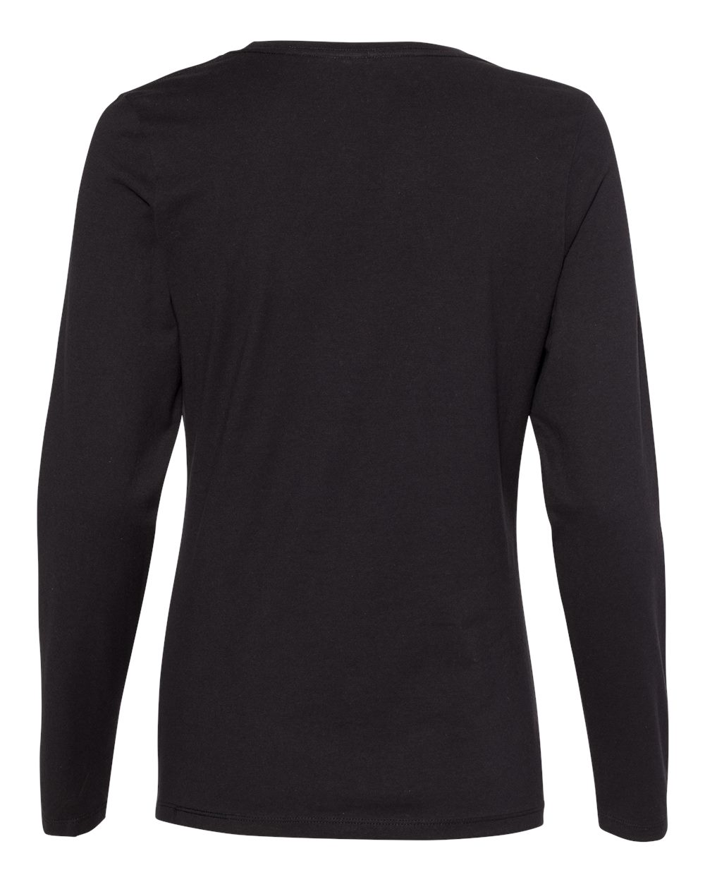 Rear View of Black Perfect-T Women’s Long Sleeve Scoopneck T-Shirt - S04LS