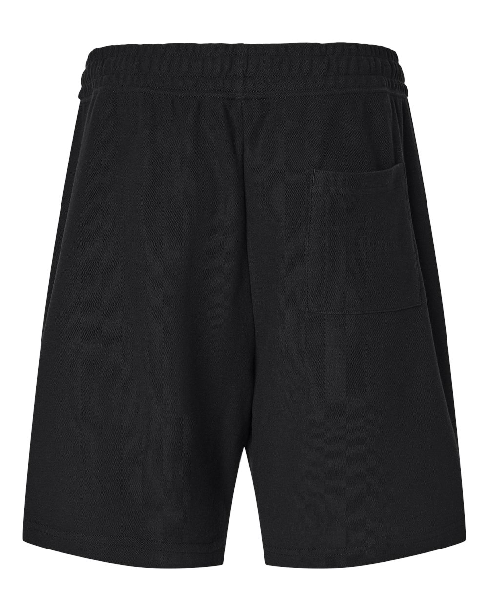 Rear View of Black Pique Unisex Gym Shorts - 2PQ