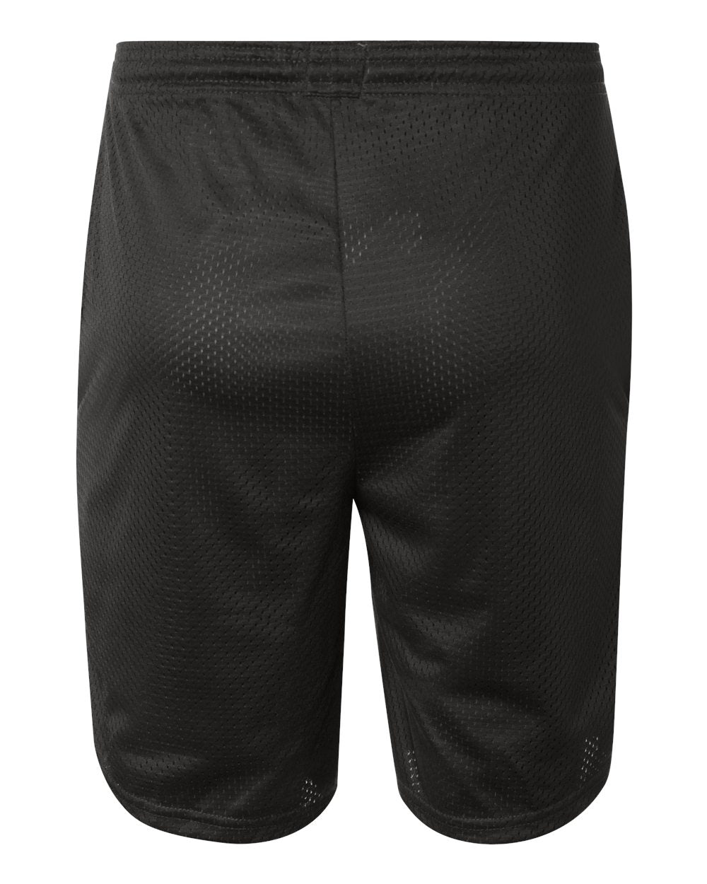 Rear View of Black Polyester Mesh 9" Shorts with Pockets - S162