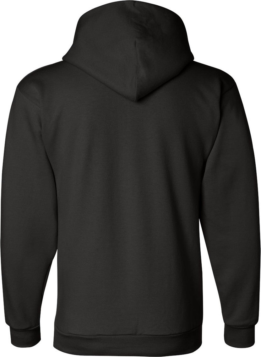 Rear View of Black Powerblend® Hooded Sweatshirt - S700