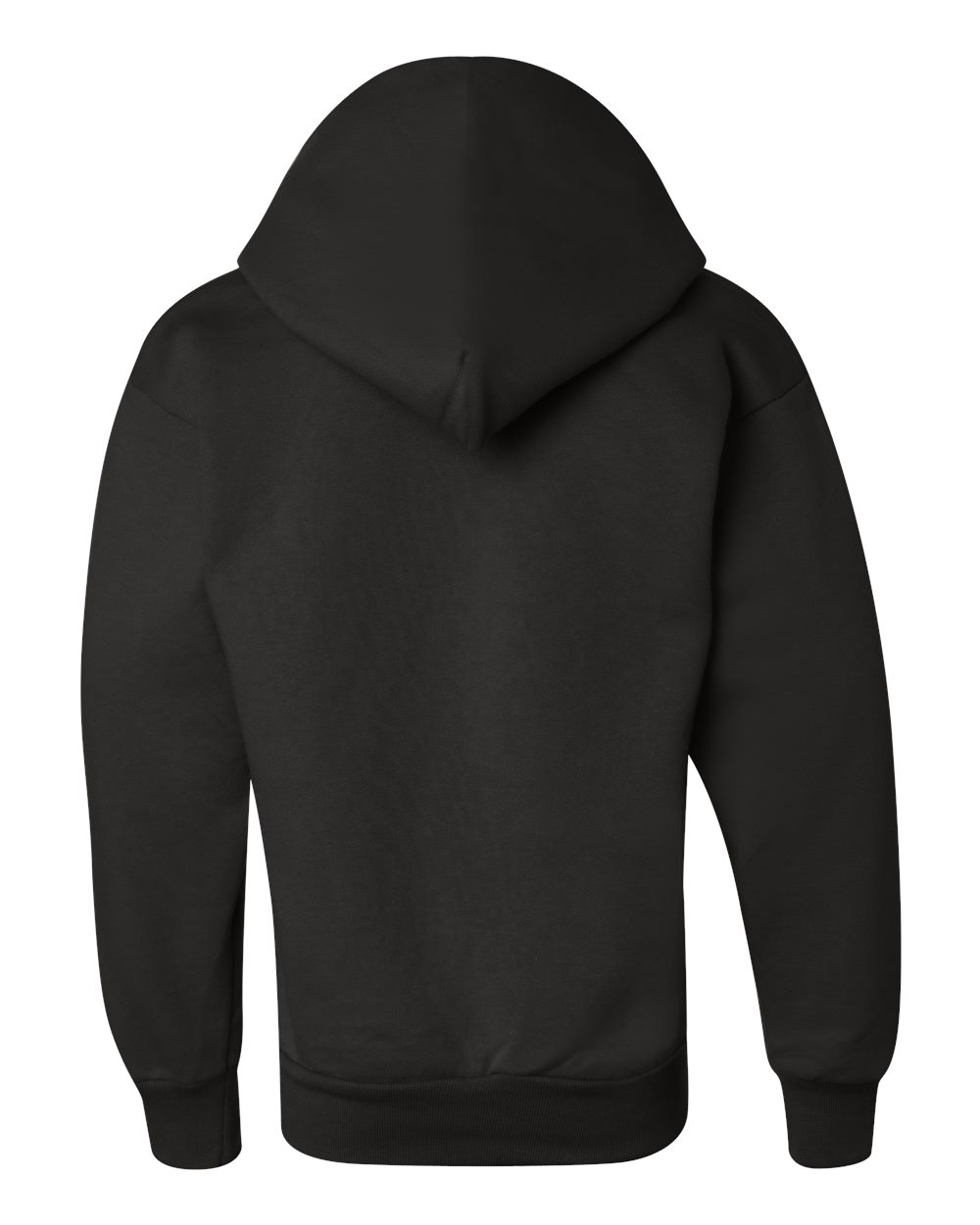 Rear View of Black Powerblend® Youth Hooded Sweatshirt - S790
