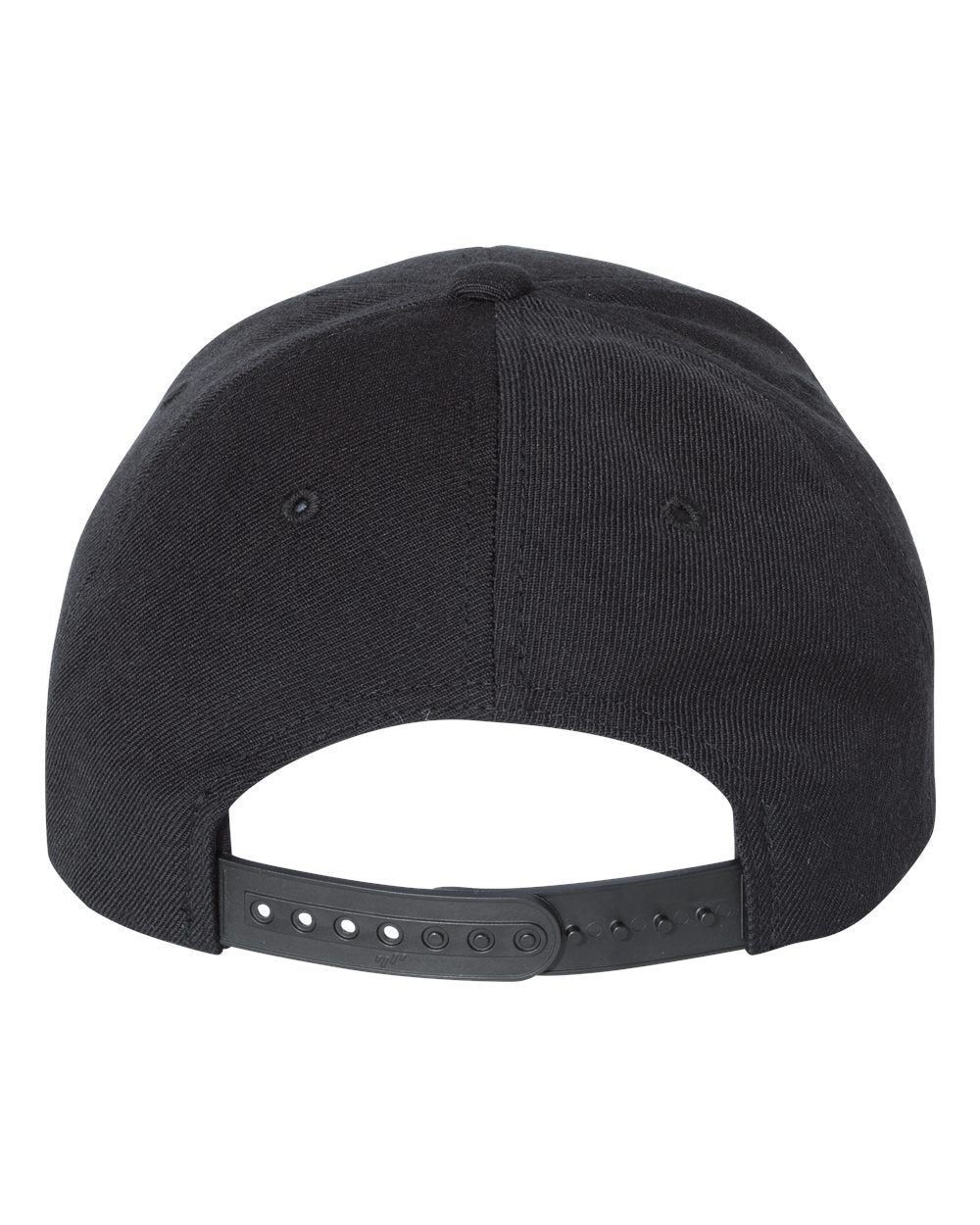 Front View of Black Premium Curved Bill Snapback Cap - 6789M