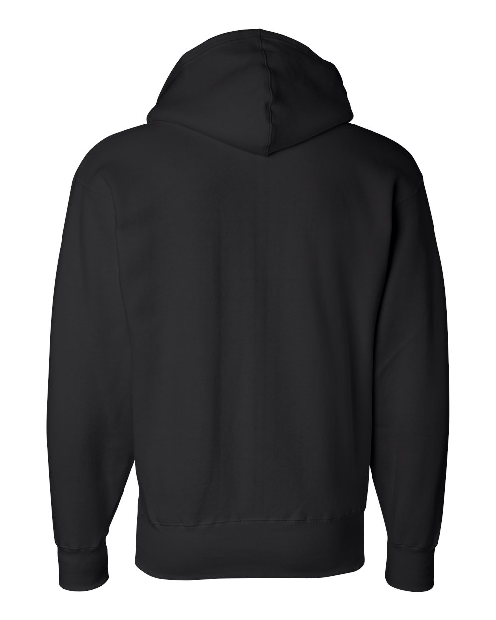 Rear View of Black Premium Full-Zip Hooded Sweatshirt - 8821