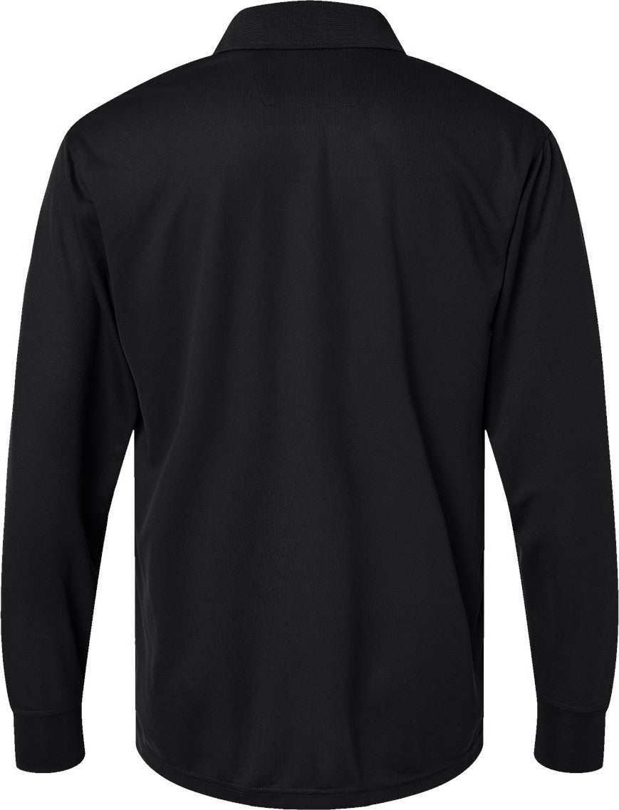 Rear View of Black Prescott Long Sleeve Polo - 110