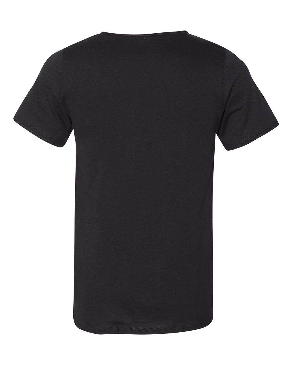 Rear View of Black Raw Neck Tee - 3014