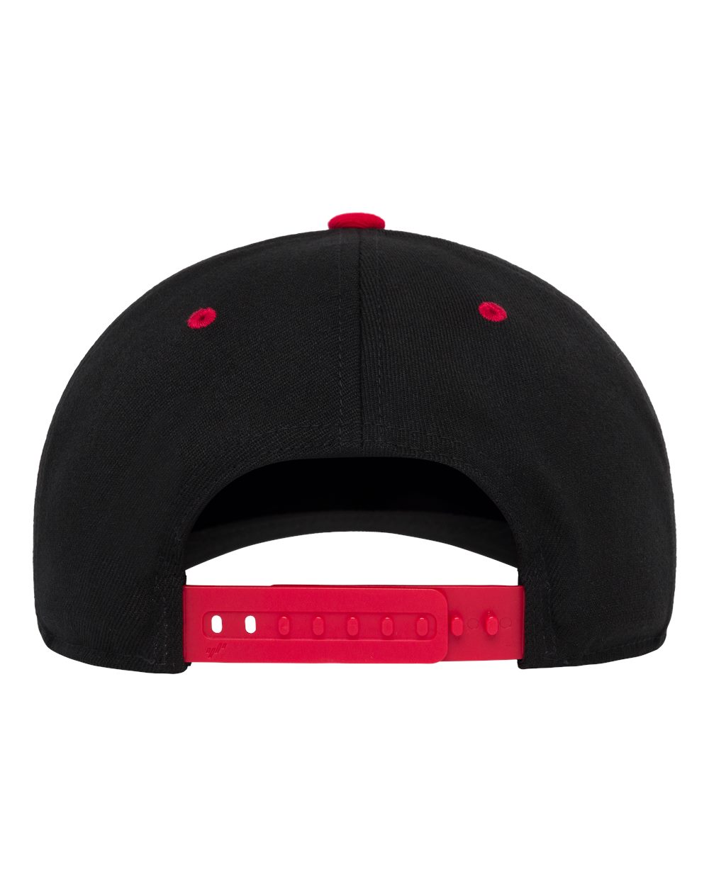 Rear View of Black/ Red 110® Snapback Cap - 110F