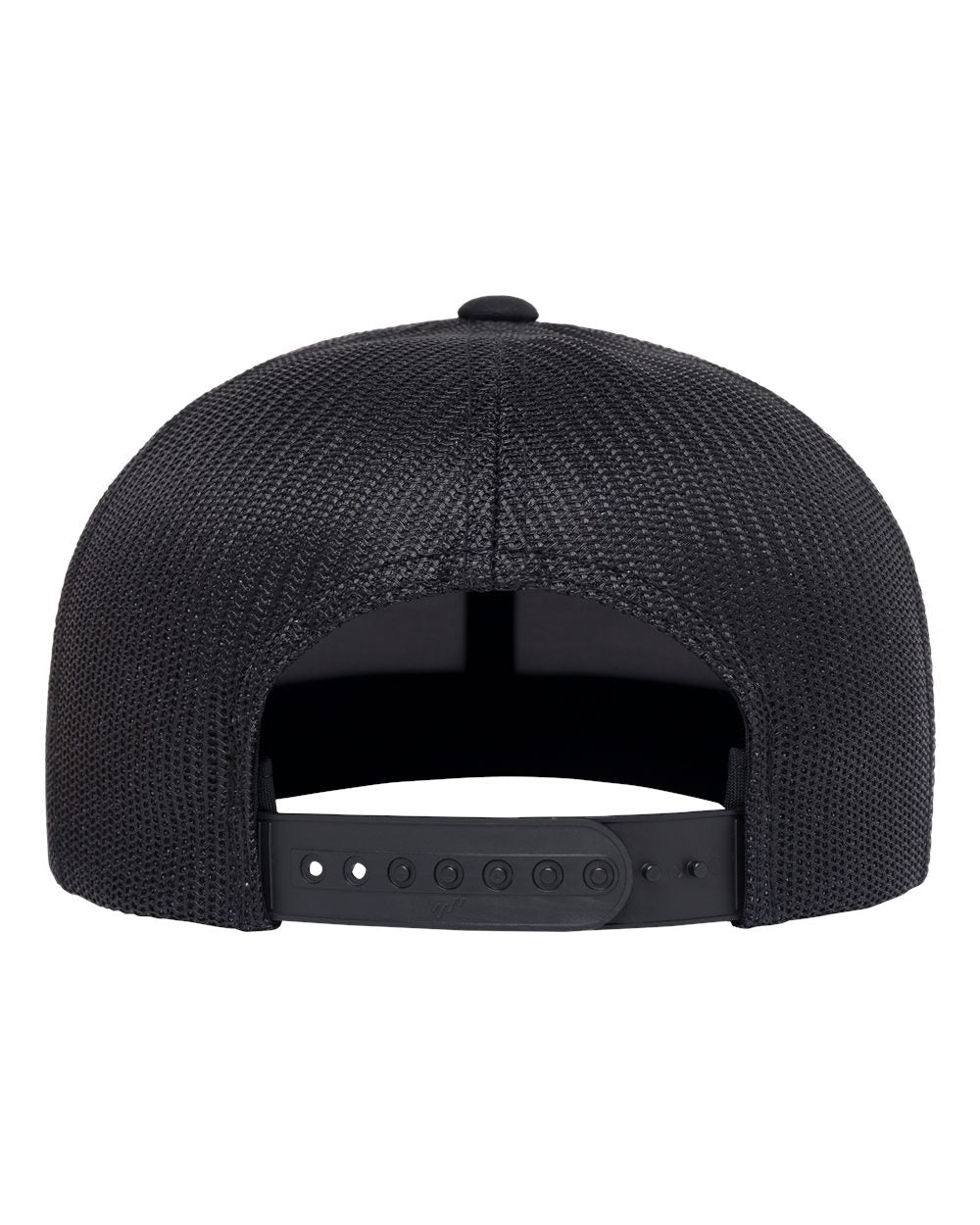 Front View of Black Retro High Profile Trucker Cap - 6609