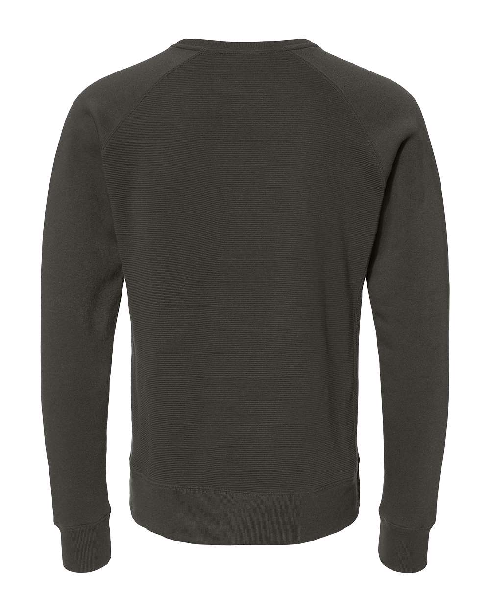 Rear View of Black Ripple Fleece Raglan Crewneck Sweatshirt - 8707