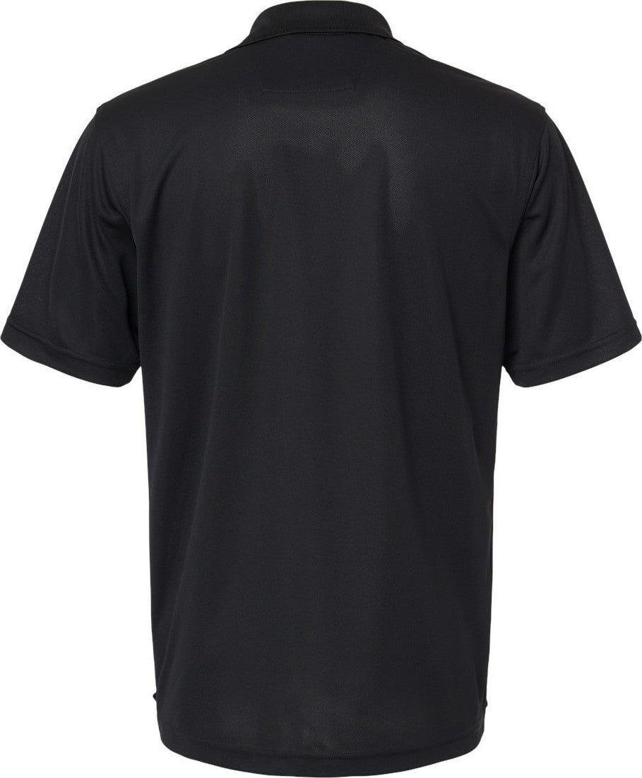 Front View of Black Saratoga Performance Mini Mesh Polo - 100