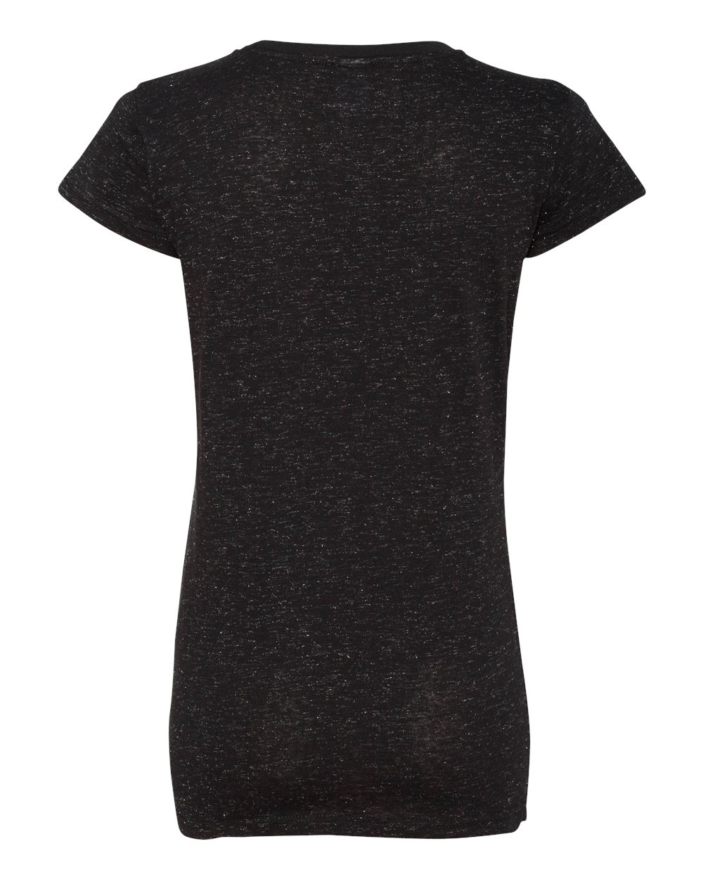 Rear View of Black/ Silver Women’s Glitter T-Shirt - 8138