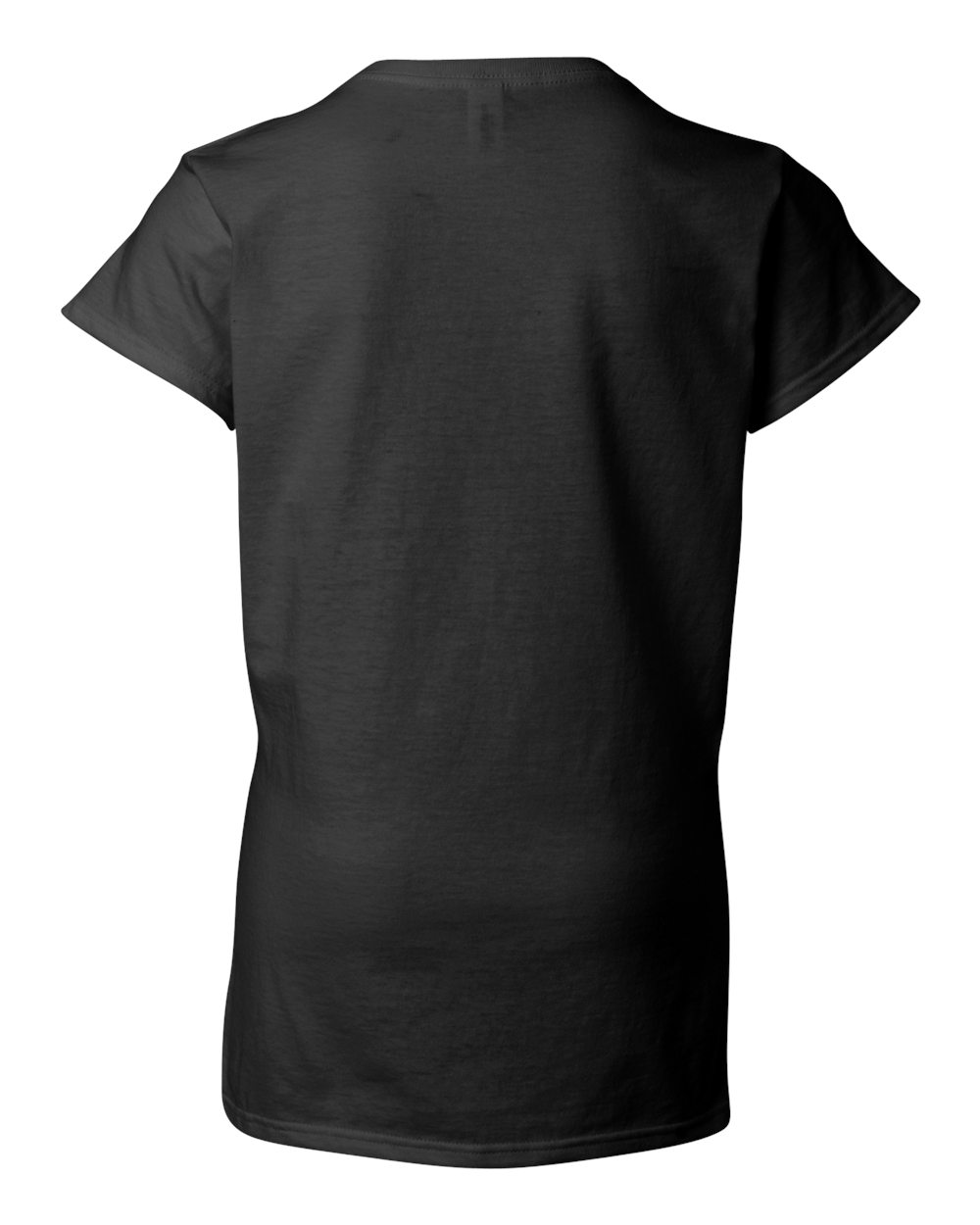 Rear View of Black Softstyle® Women’s V-Neck T-Shirt - 64V00L