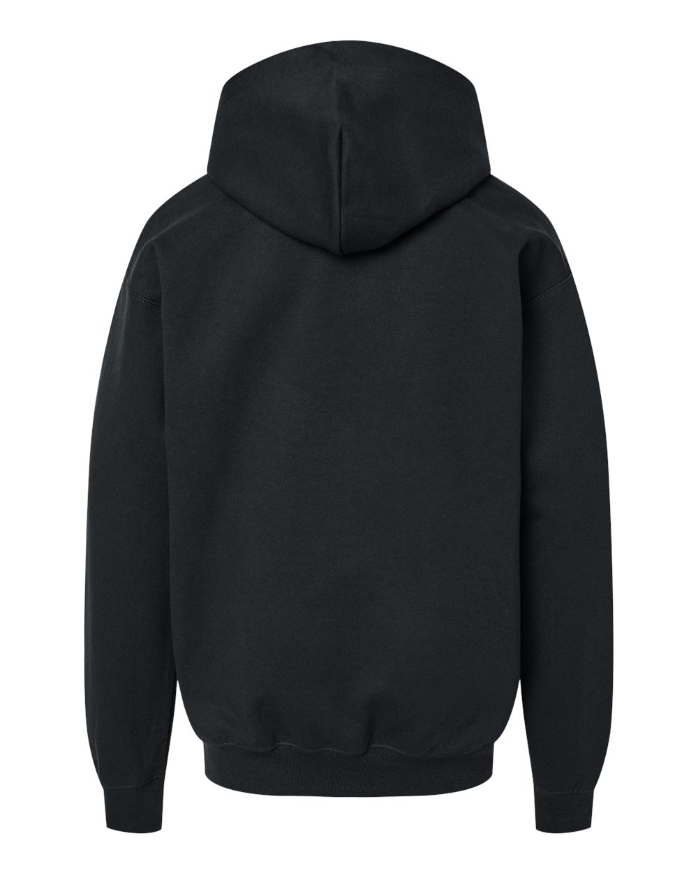 Rear View of Black Softstyle® Youth Midweight Hooded Sweatshirt - SF500B