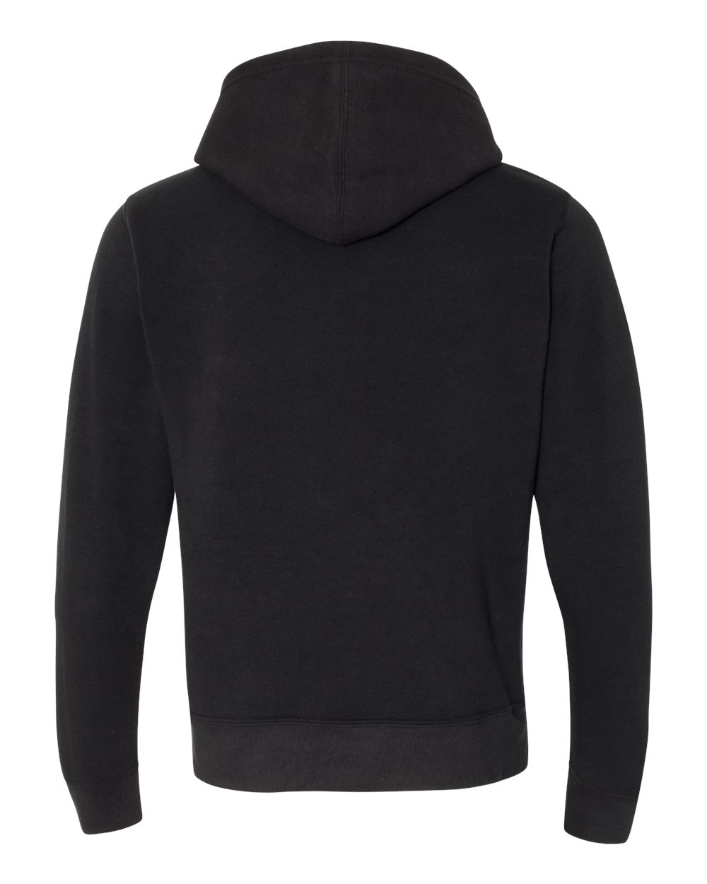Rear View of Black Solid Triblend Fleece Hooded Sweatshirt - 8871