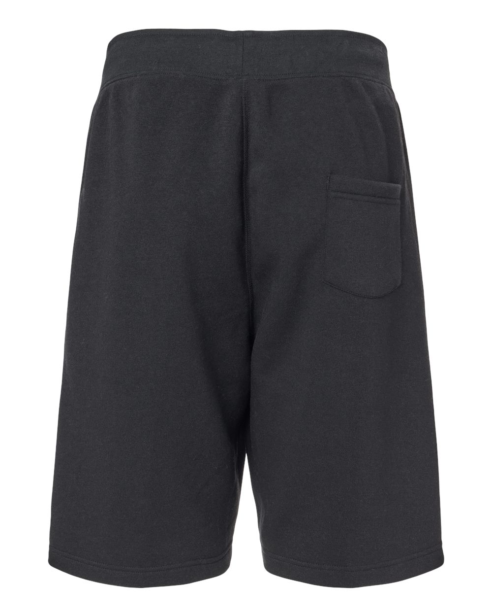 Rear View of Black Solid Triblend Fleece Shorts - 8855