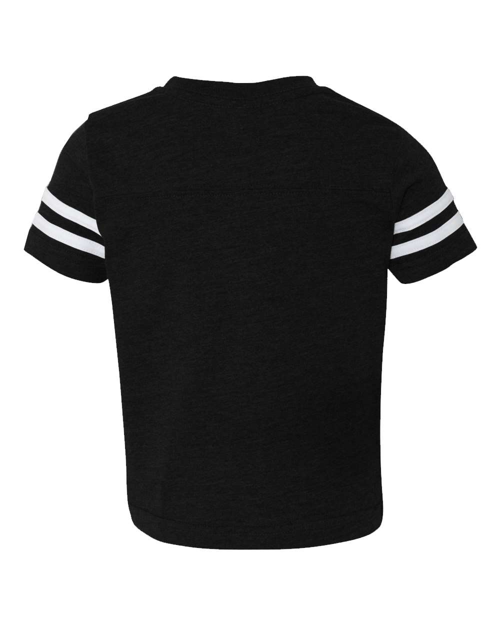 Rear View of Black Solid/ White Toddler Football Fine Jersey Tee - 3037