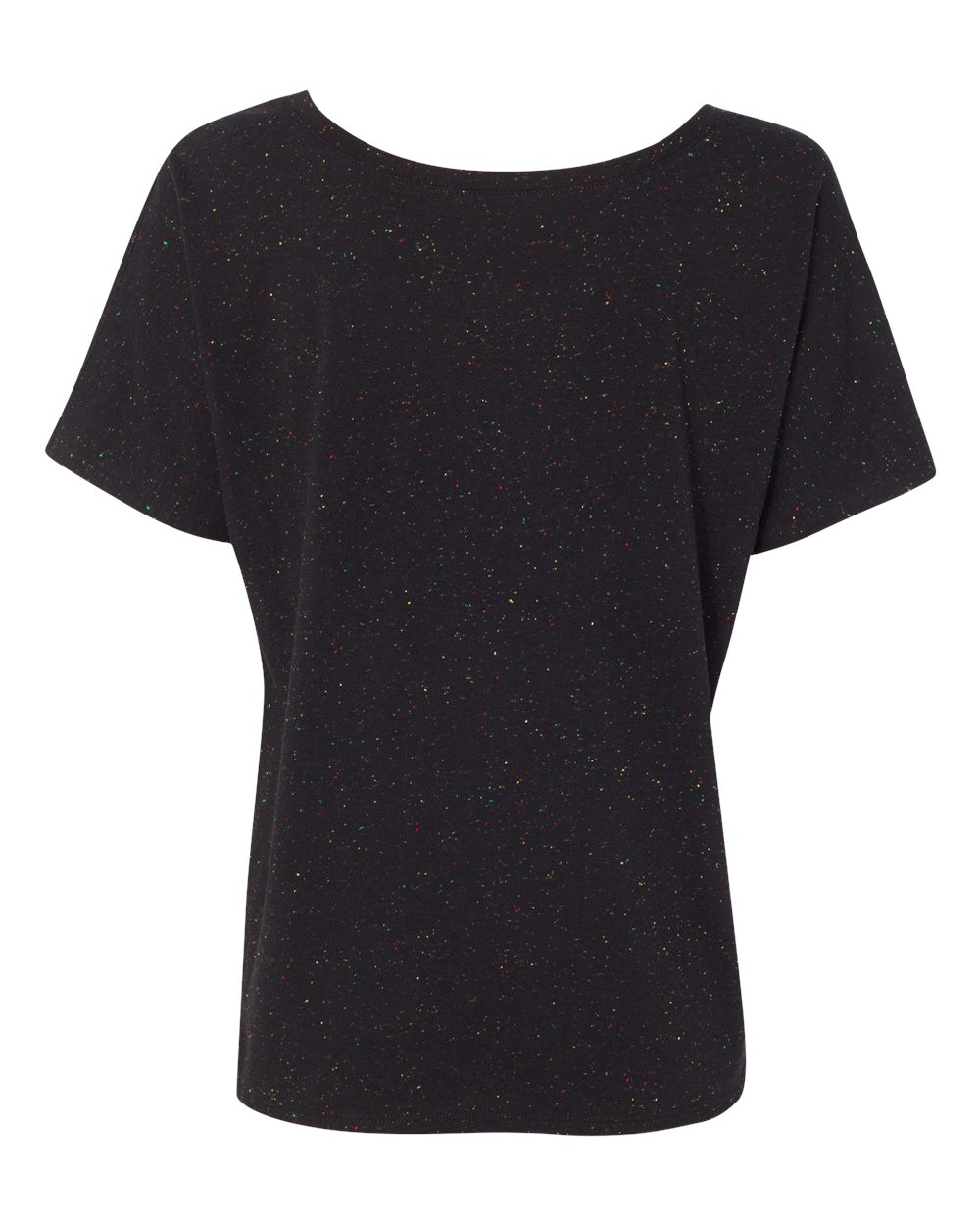 Rear View of Black Speckled Women’s Slouchy Tee - 8816