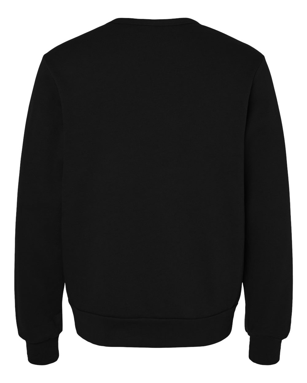 Rear View of Black Sponge Fleece Classic Crewneck Sweatshirt - 3911