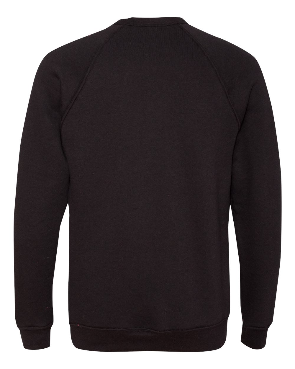 Rear View of Black Sponge Fleece Raglan Crewneck Sweatshirt - 3901