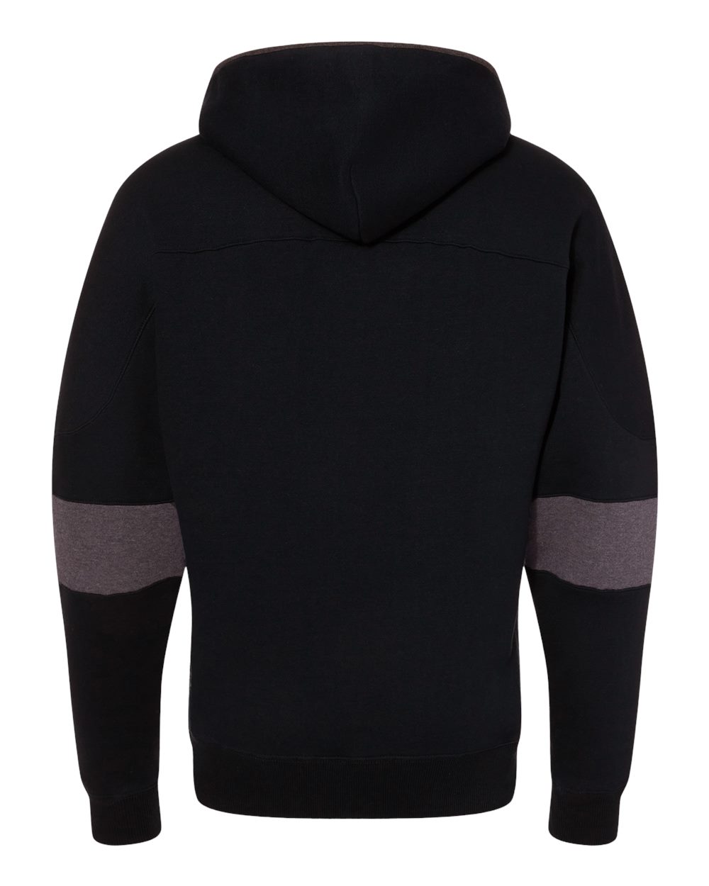 Rear View of Black Sport Lace Colorblocked Fleece Hooded Sweatshirt - 8832