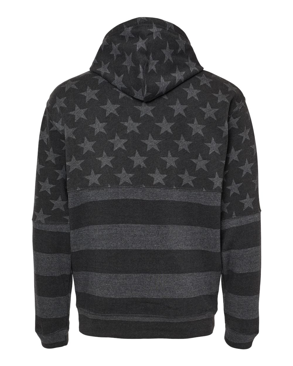 Rear View of Black Stars & Stripes Tailgate Hooded Sweatshirt - 8815