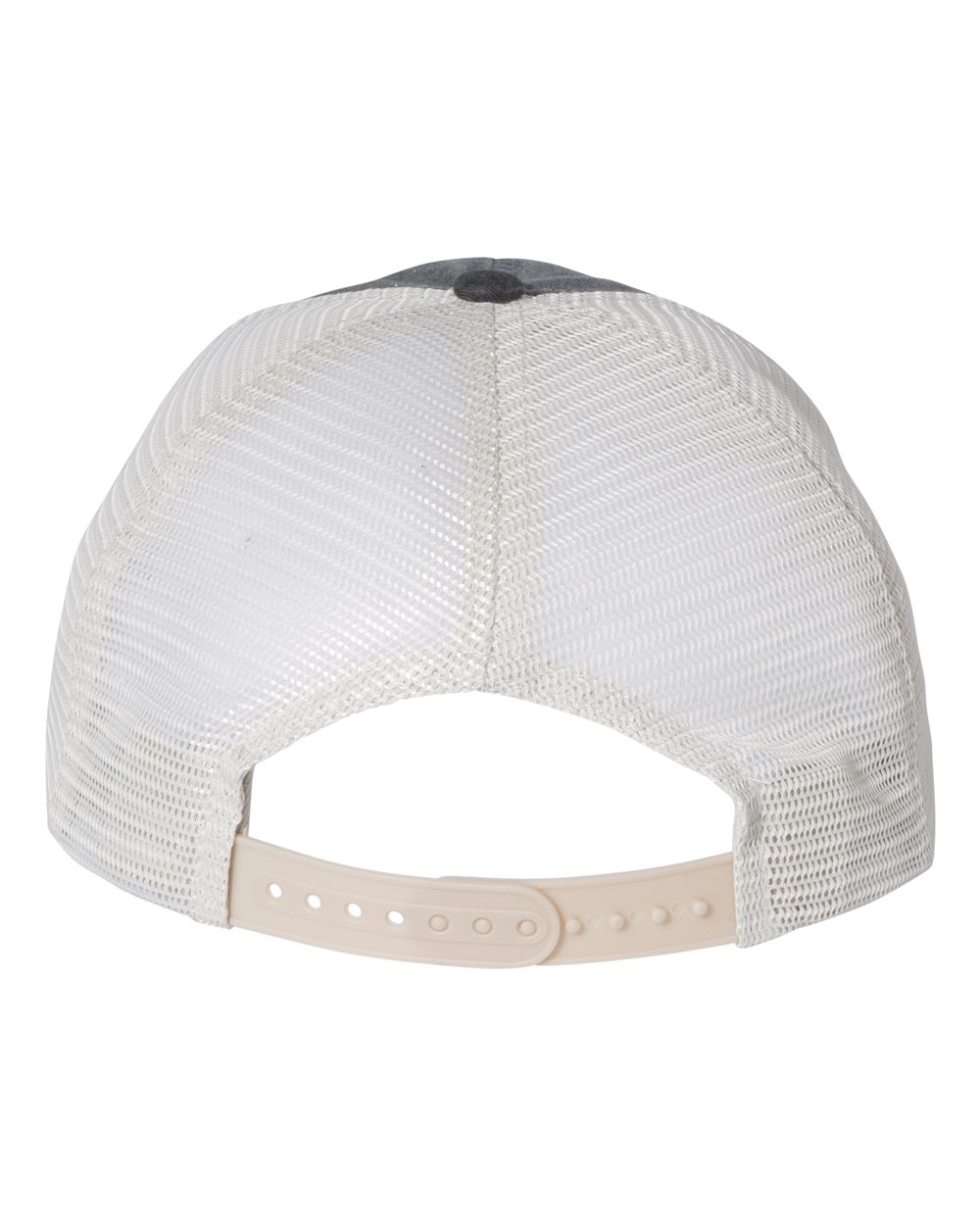 Rear View of Black/ Stone Pigment-Dyed Trucker Cap - SP510