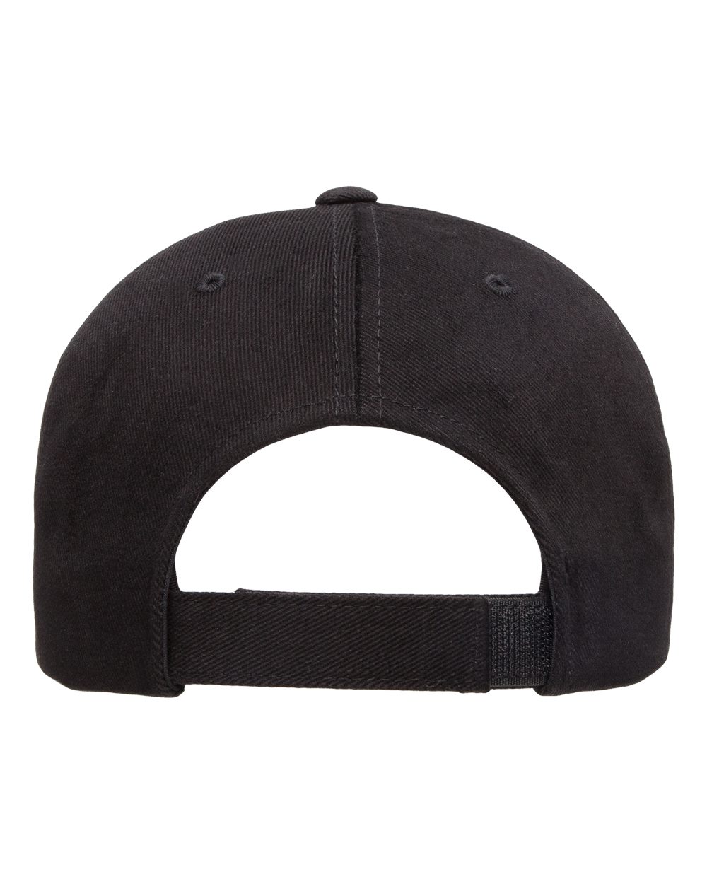 Front View of Black Structured Brushed Twill Cap - 6363V