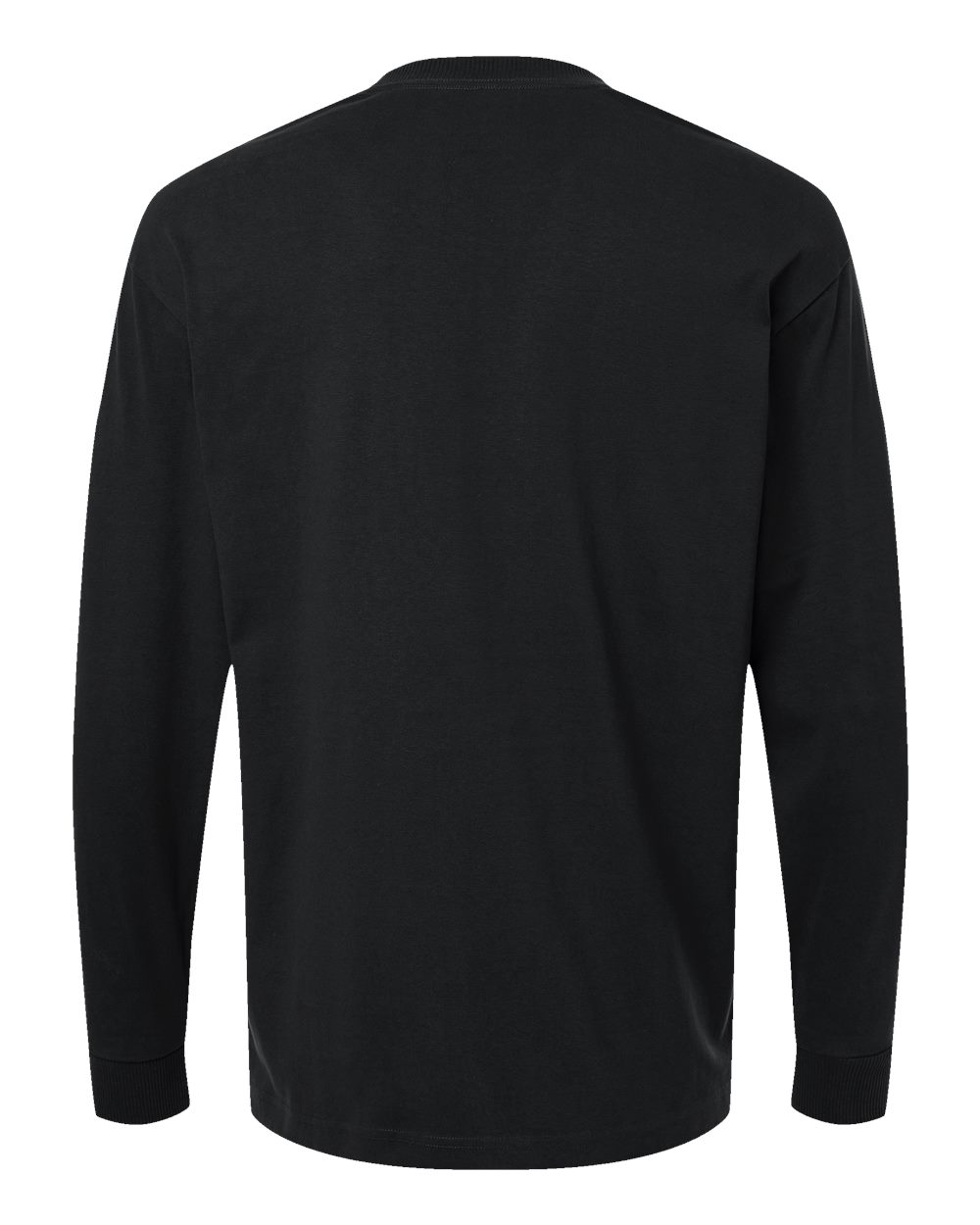 Rear View of Black Super Heavyweight Long Sleeve Pocket Tee - 9410