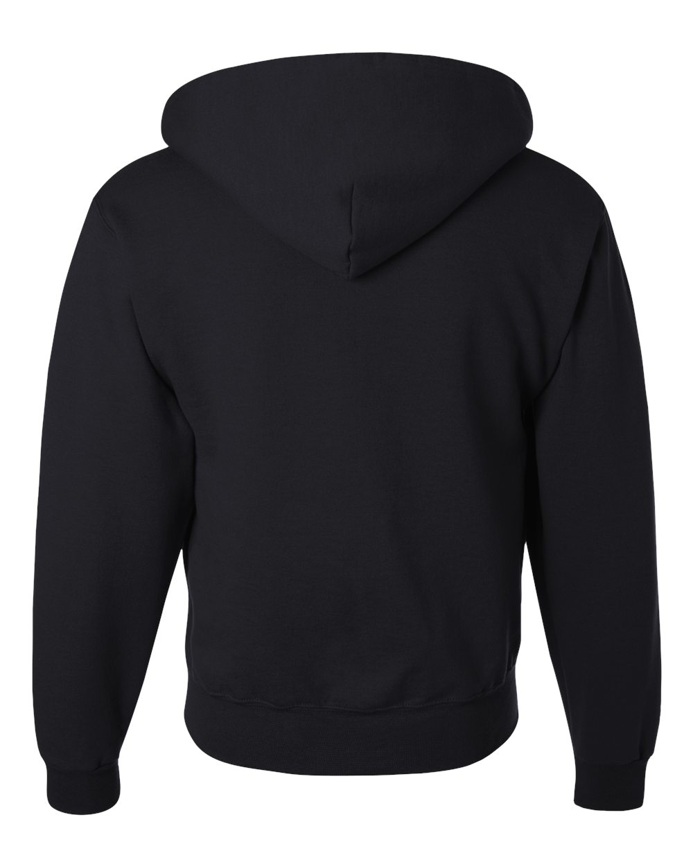 Rear View of Black Super Sweats NuBlend® Full-Zip Hooded Sweatshirt - 4999MR