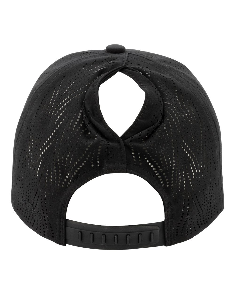 Rear View of Black/ Swirl Women's Perforated Performance Cap - GABY