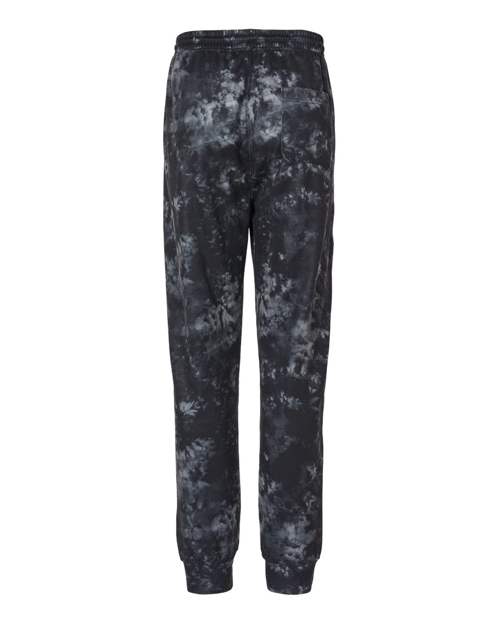 Rear View of Black Tie Dye Performance Fleece Joggers - 8801