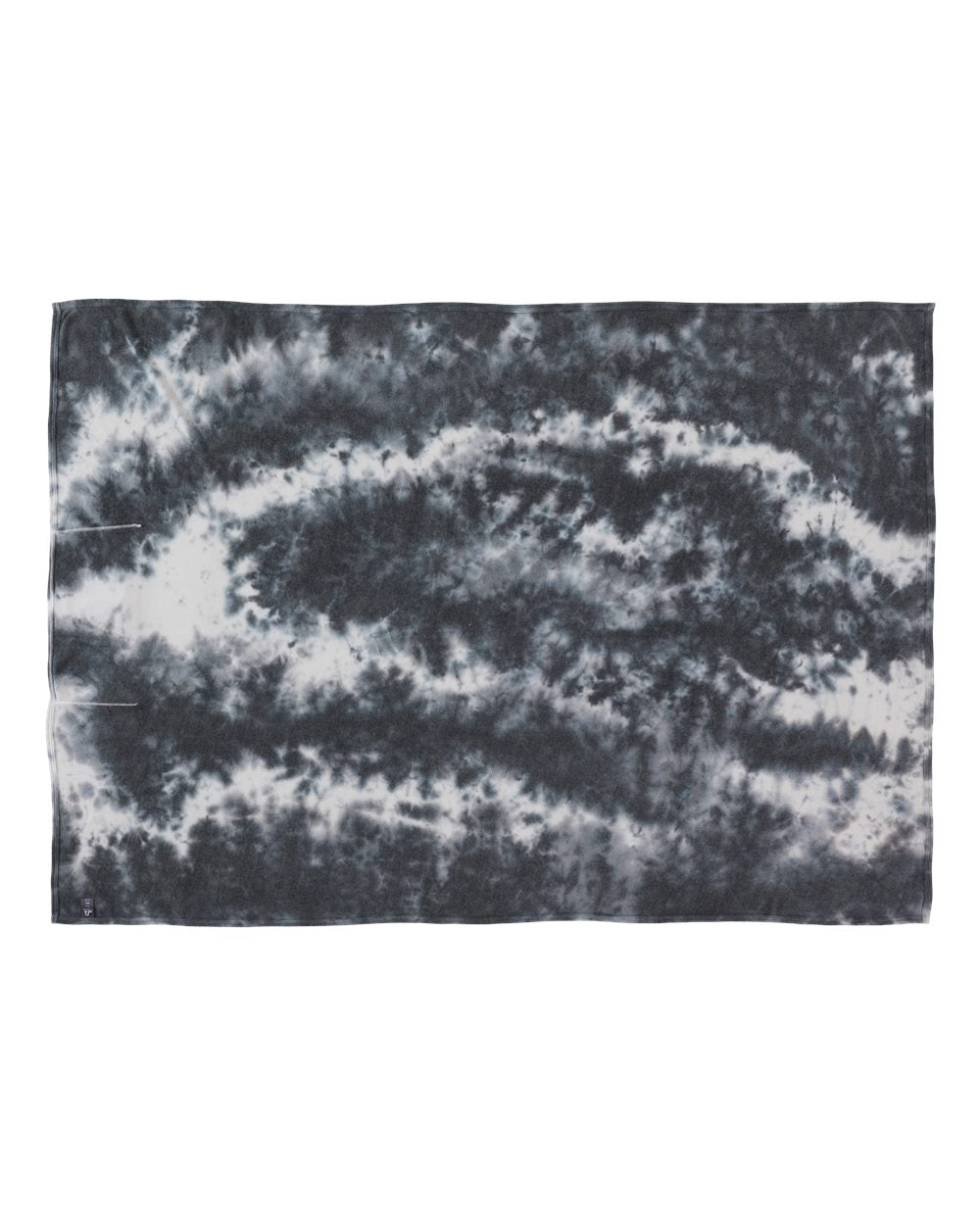 Rear View of Black Tie Dye Triblend Fleece Blanket - 8852