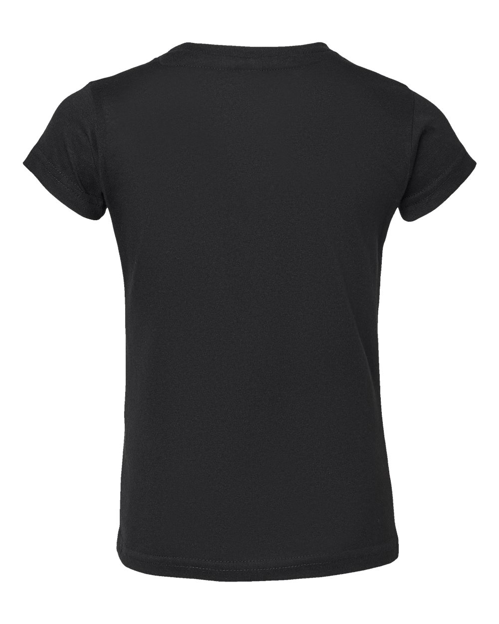 Rear View of Black Toddler Girls Fine Jersey Tee - 3316
