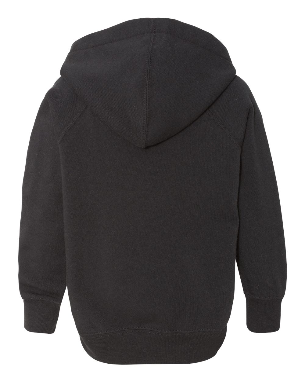 Rear View of Black Toddler Special Blend Hooded Raglan Sweatshirt - PRM10TSB