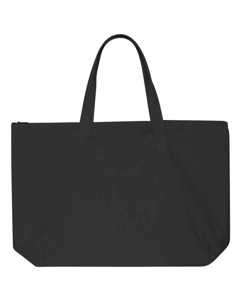 Rear View of Black Tote with Top Zippered Closure - 8863