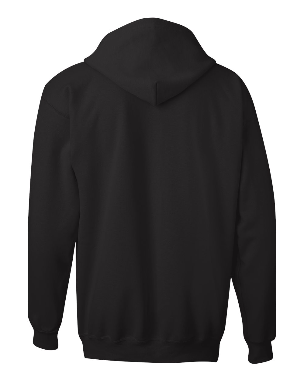 Rear View of Black Ultimate Cotton® Full-Zip Hooded Sweatshirt - F280