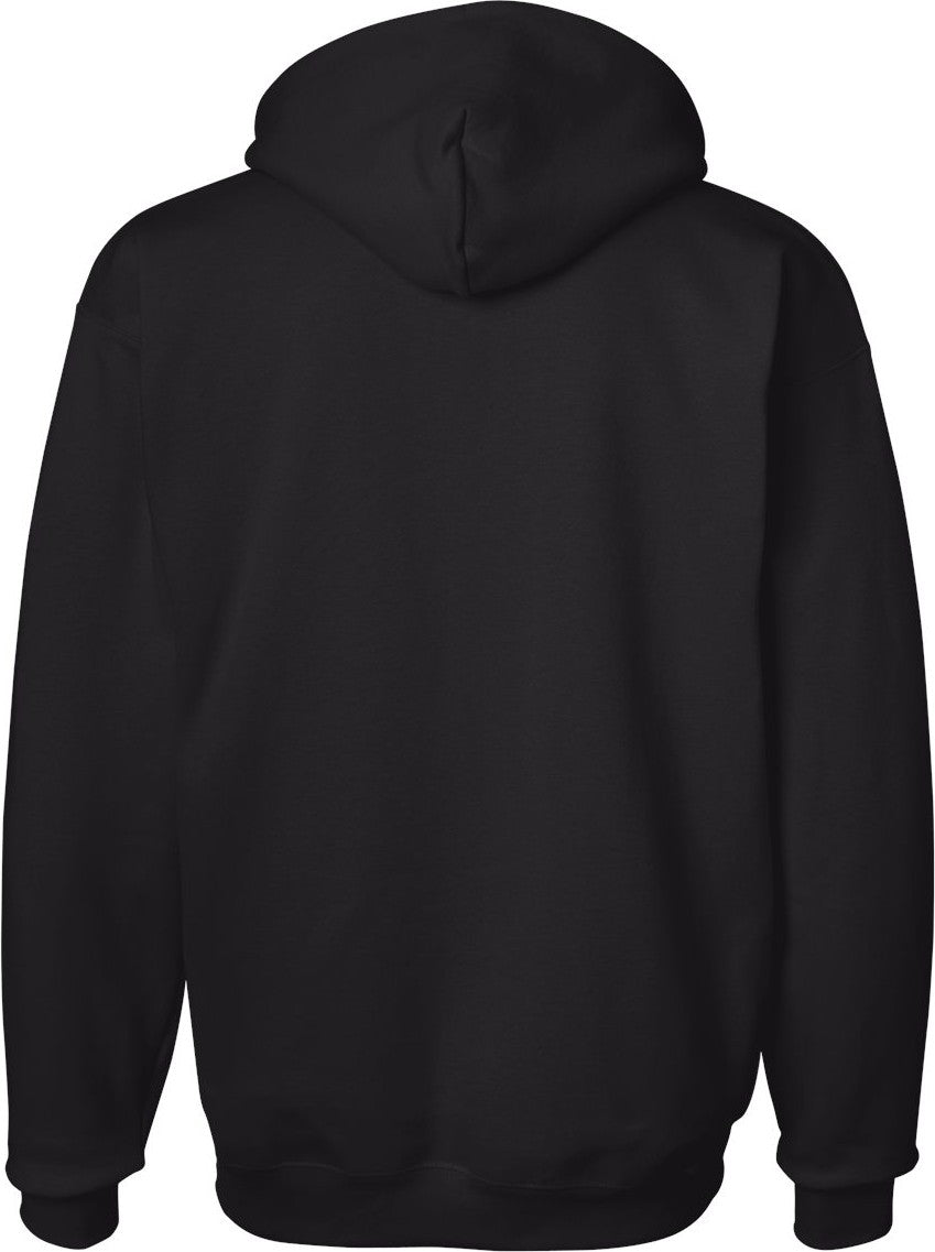 Rear View of Black Ultimate Cotton® Hooded Sweatshirt - F170