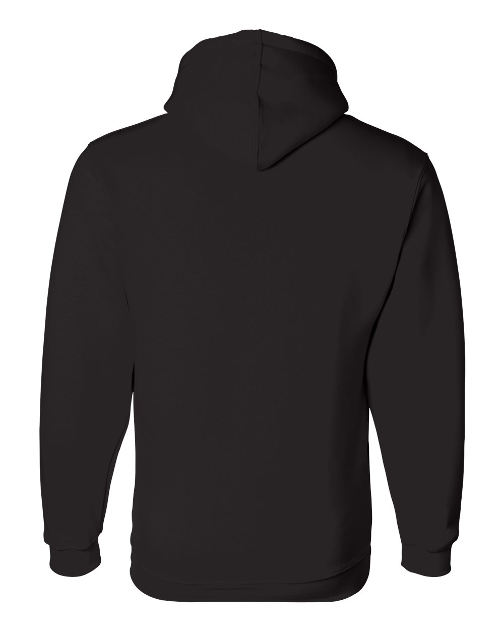 Rear View of Black USA-Made Hooded Sweatshirt - 960