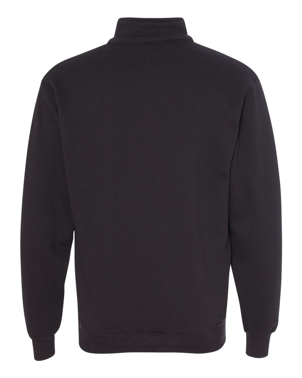 Rear View of Black USA-Made Quarter-Zip Pullover Sweatshirt - 920