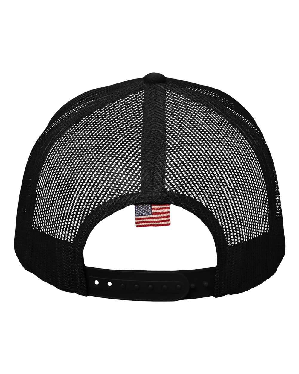 Rear View of Black/ USA Mesh USA Flag Mesh Cap - AM350M