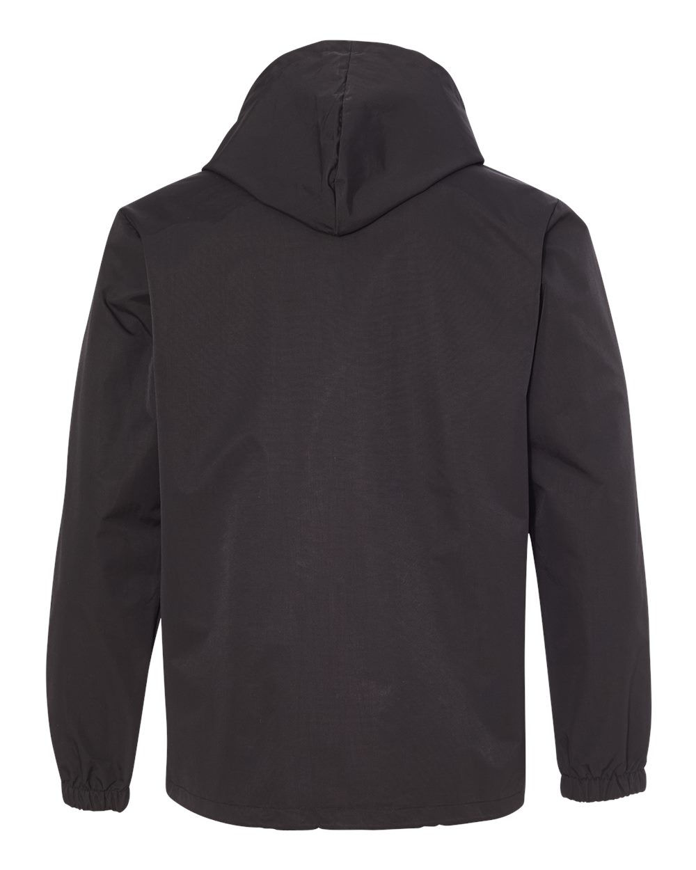 Rear View of Black Water-Resistant Hooded Windbreaker - EXP95NB