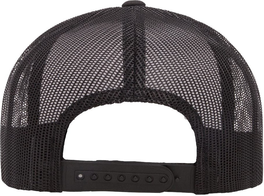 Rear View of Black/ White/ Black Five-Panel Classic Trucker Cap - 6006