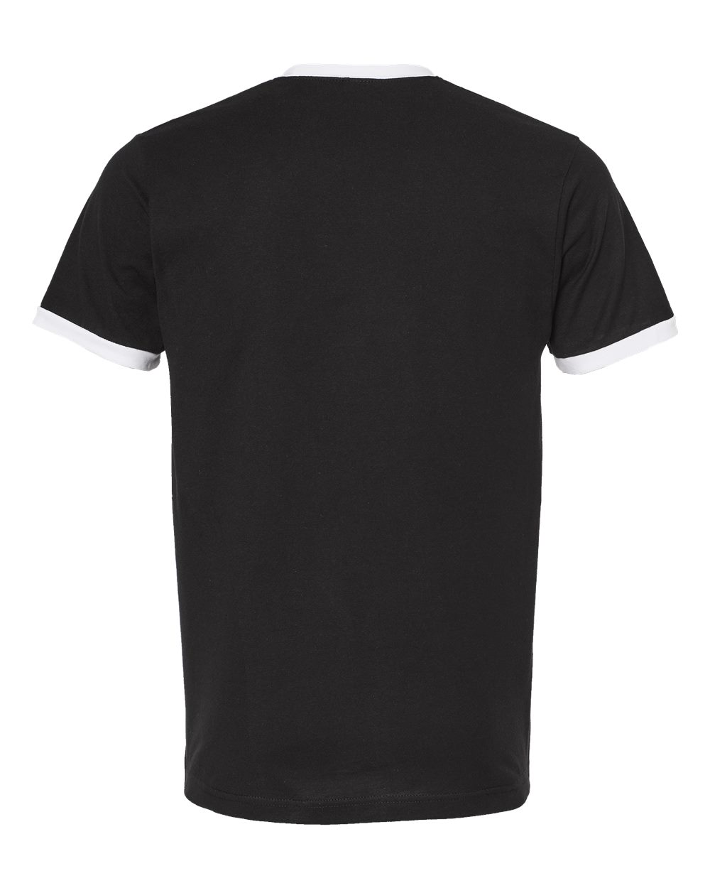 Rear View of Black/ White Fine Jersey Ringer T-Shirt - 246