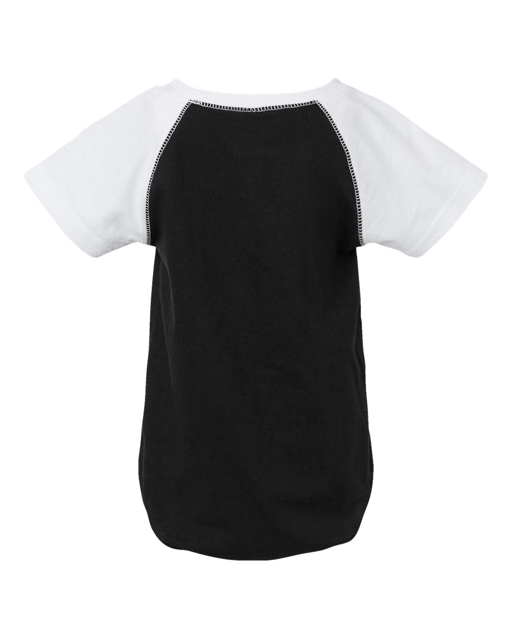 Rear View of Black/ White Infant Baseball Fine Jersey Bodysuit - 4430