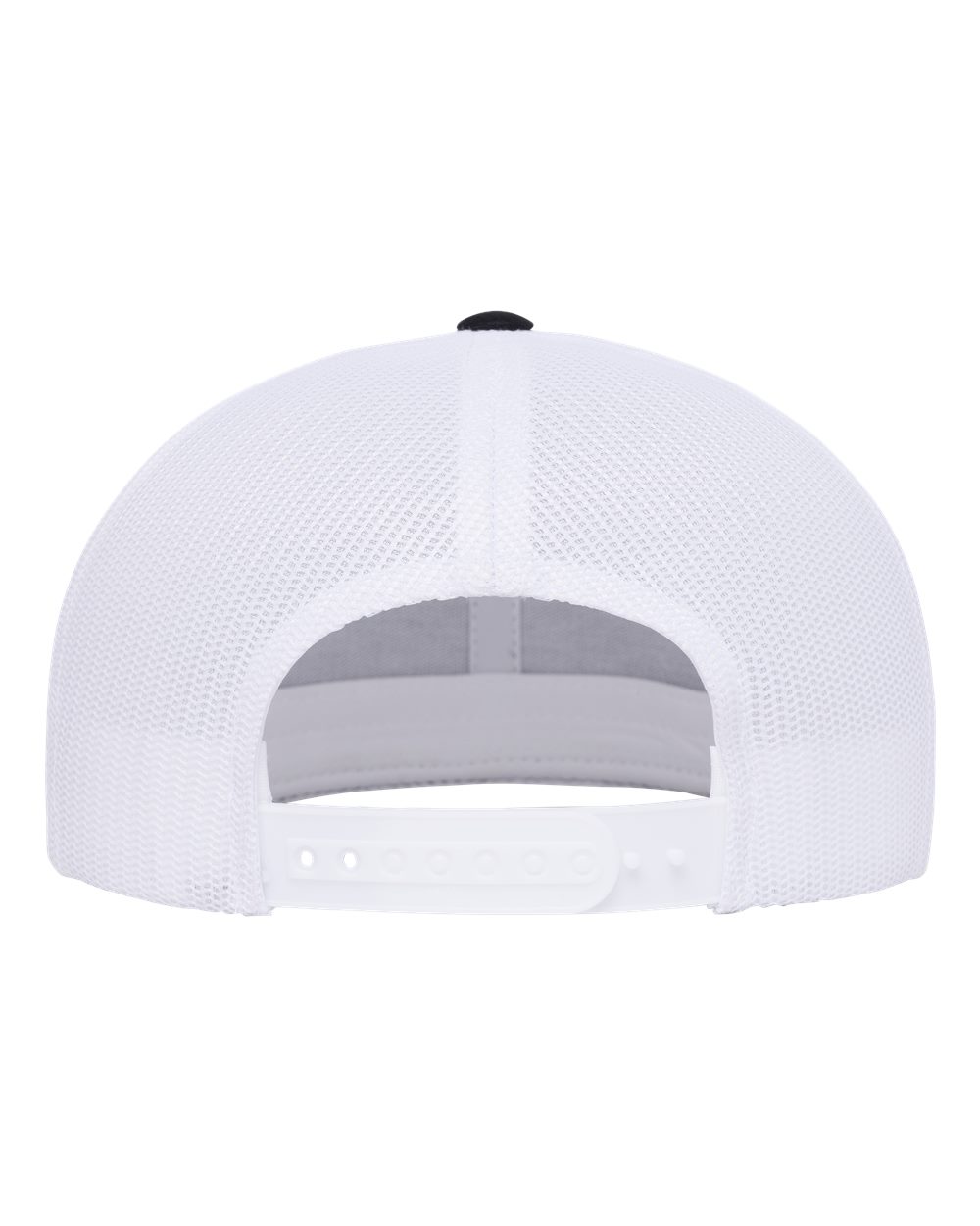 Front View of Black/ White Retro High Profile Trucker Cap - 6609