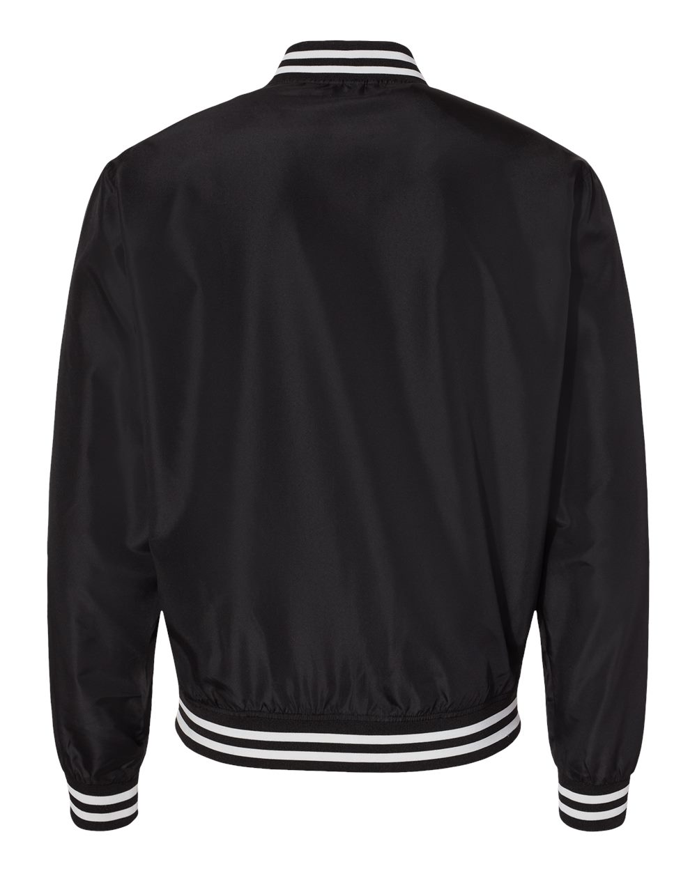 Rear View of Black/ White Stripe Lightweight Bomber Jacket - EXP52BMR