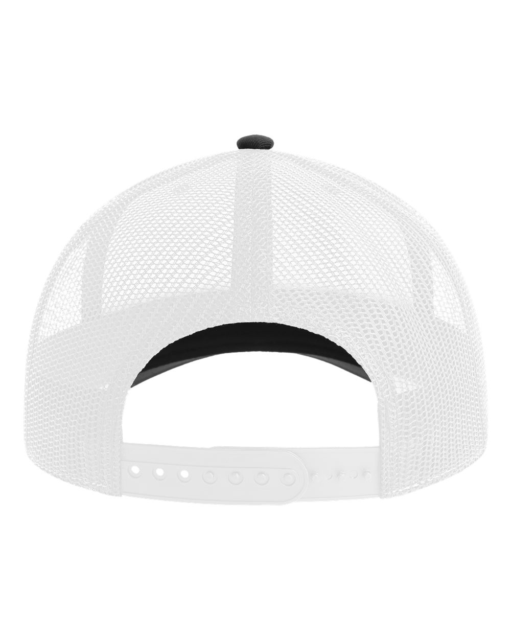 Rear View of Black/ White Sustainable Five-Panel Trucker Cap - ZION