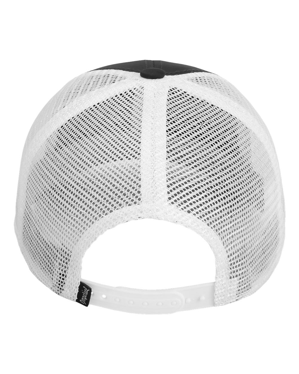 Rear View of Black/ White The Night Owl Performance Rope Cap - 7055