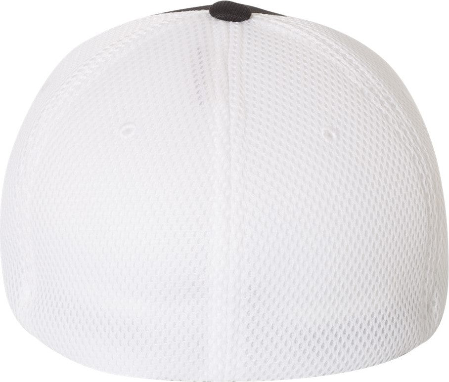 Rear View of Black/ White Ultrafiber Mesh Cap - 6533