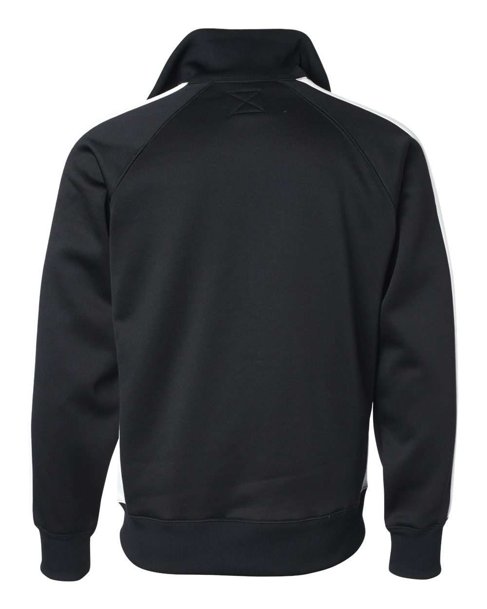 Rear View of Black/ White Vintage Polyester Fleece Track Jacket - 8858