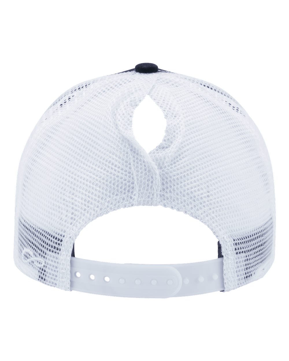 Rear View of Black/ White Women's Modern Trucker Cap - CHARLIE